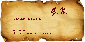 Gaier Nimfa névjegykártya